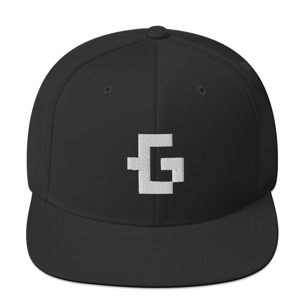 White glyph unisex snapback hat