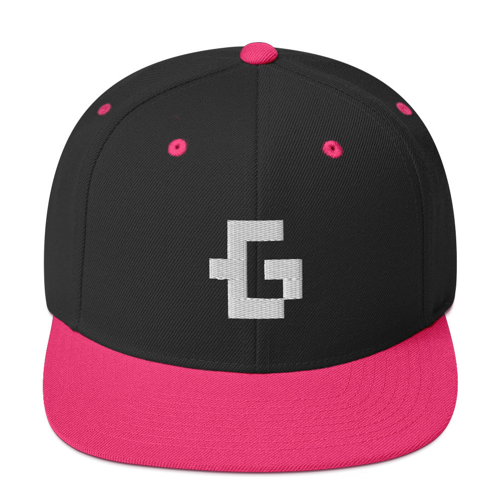White glyph unisex snapback hat