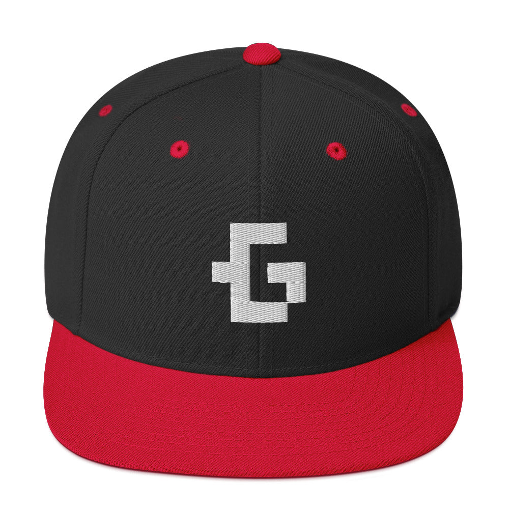 White glyph unisex snapback hat