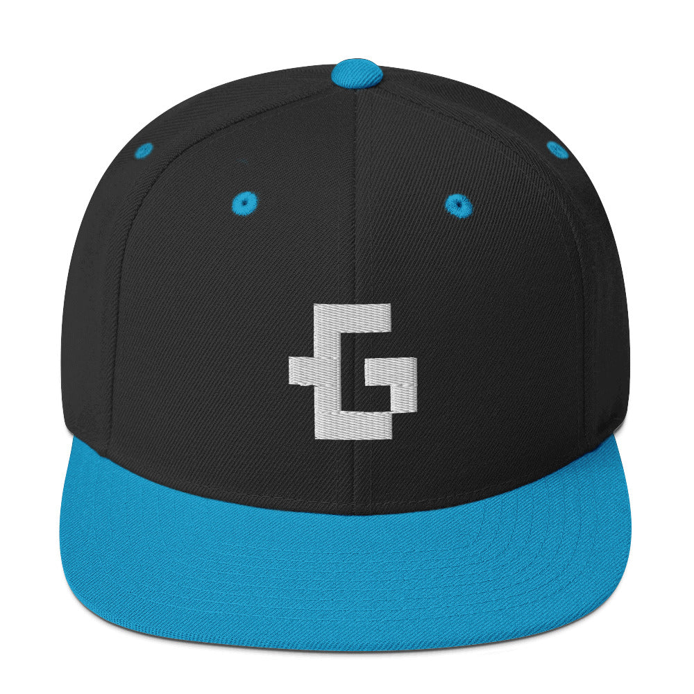 White glyph unisex snapback hat