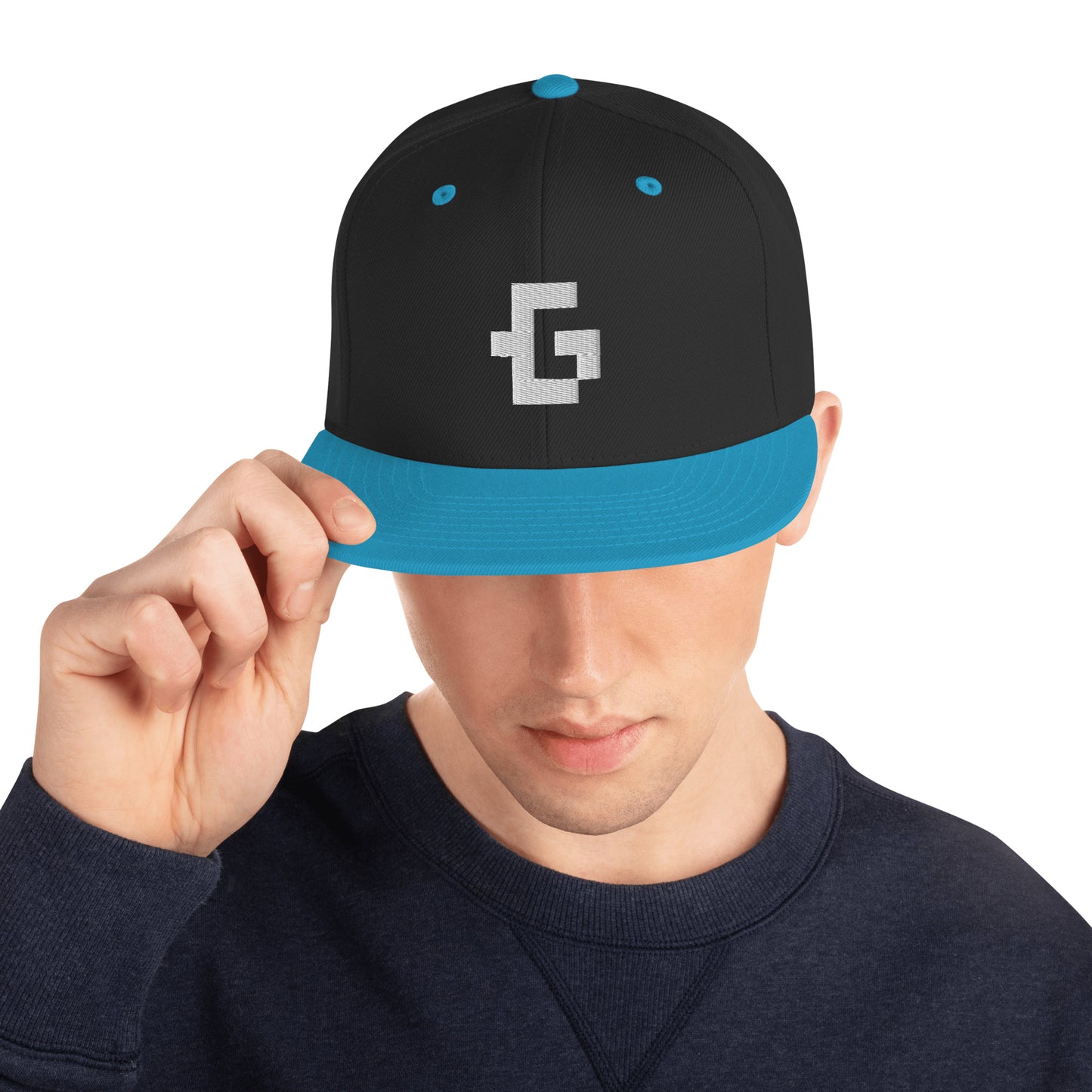 White glyph unisex snapback hat