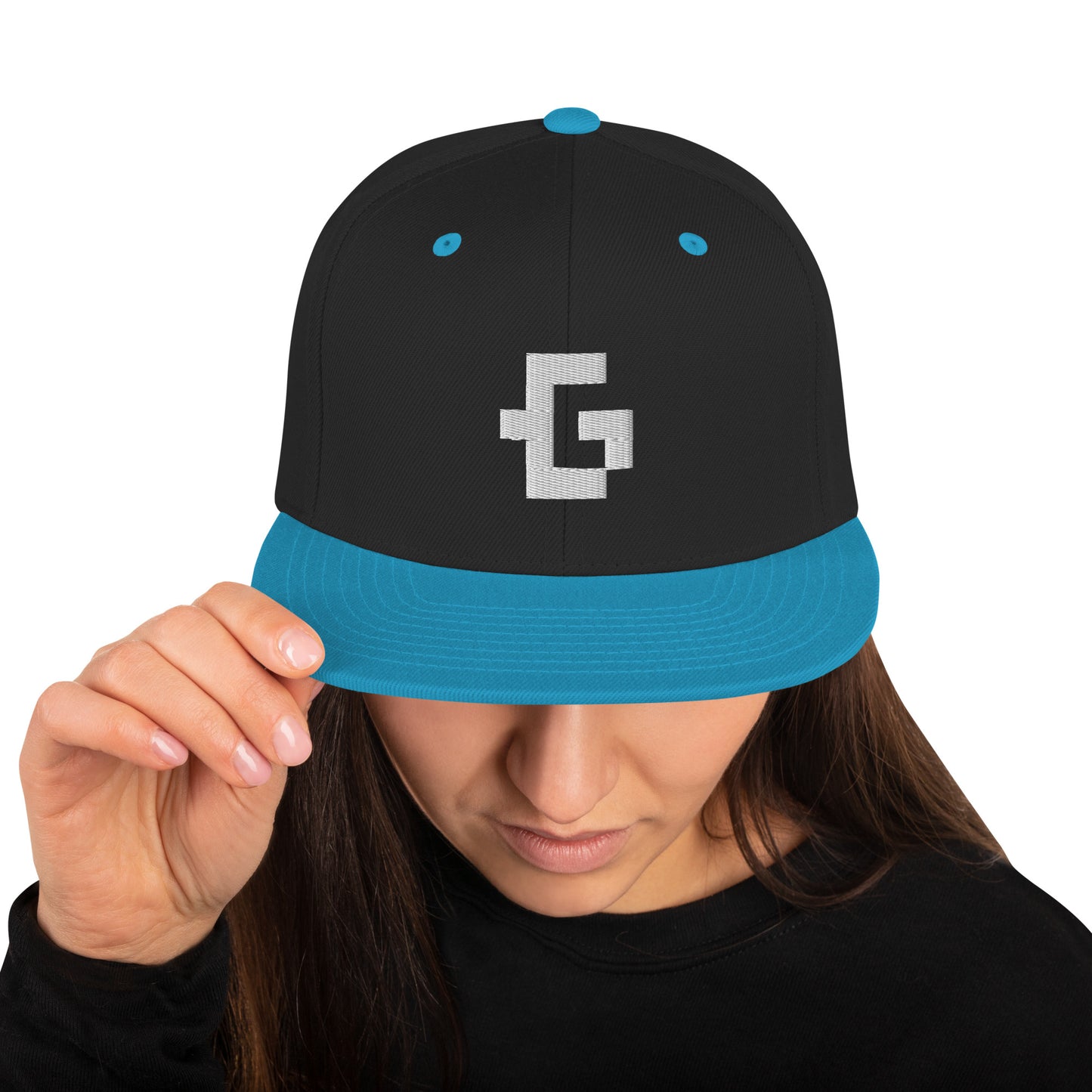White glyph unisex snapback hat