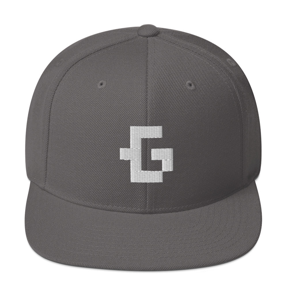 White glyph unisex snapback hat
