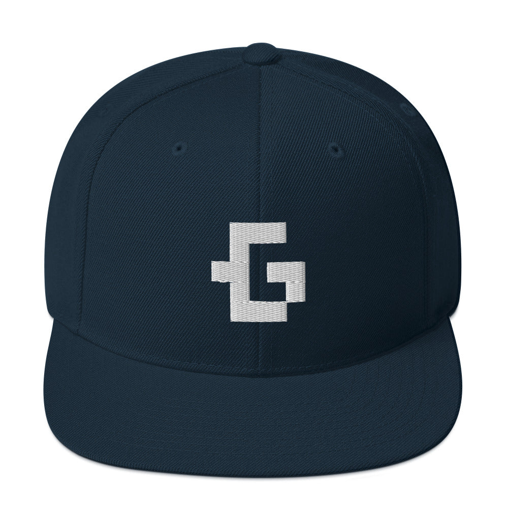 White glyph unisex snapback hat