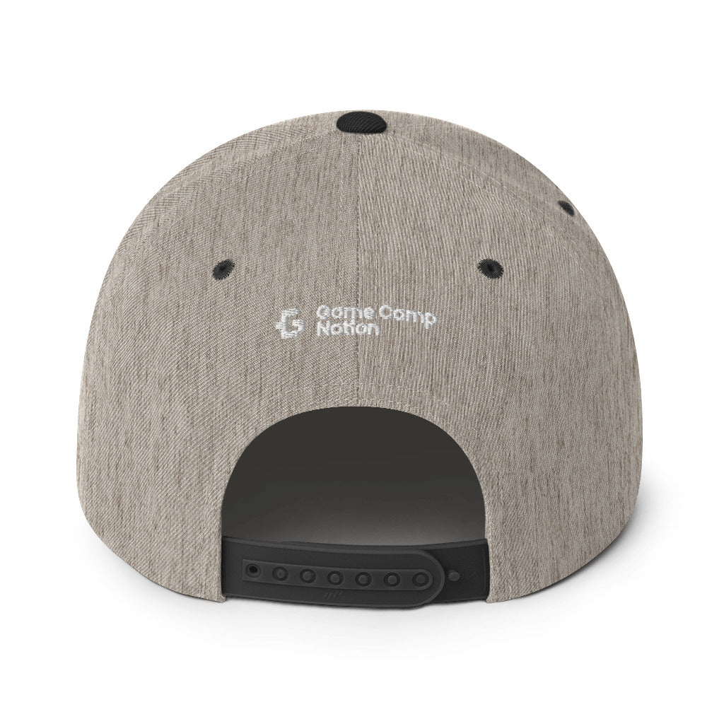 White glyph unisex snapback hat