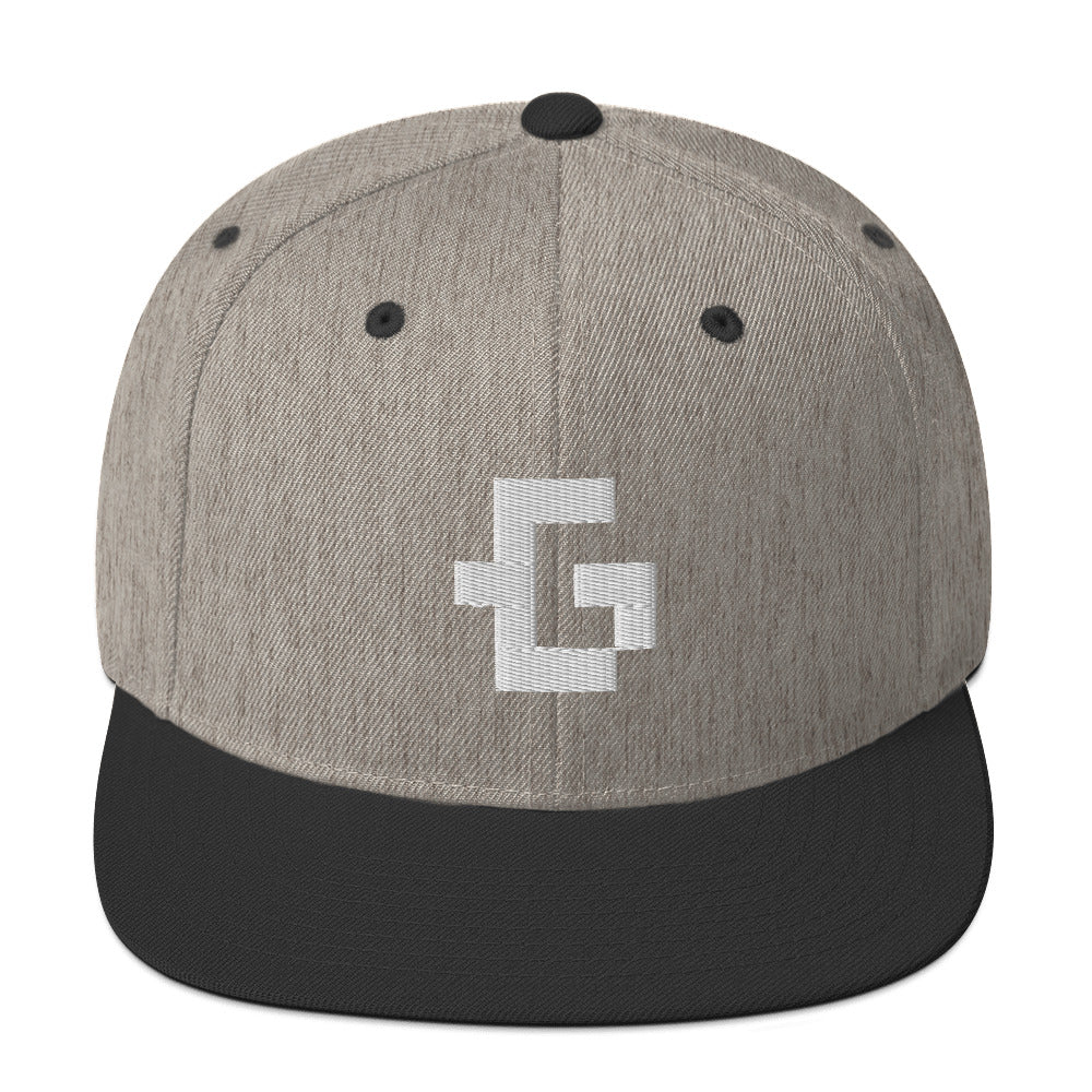 White glyph unisex snapback hat