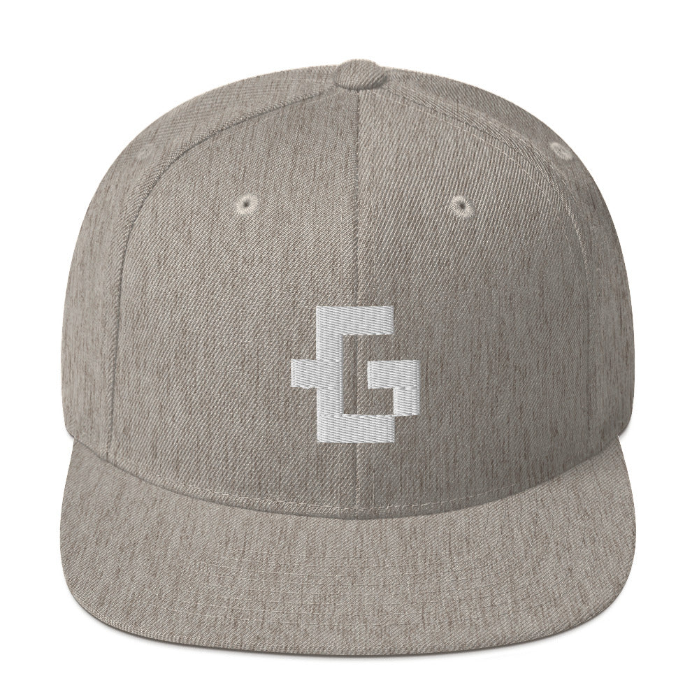White glyph unisex snapback hat