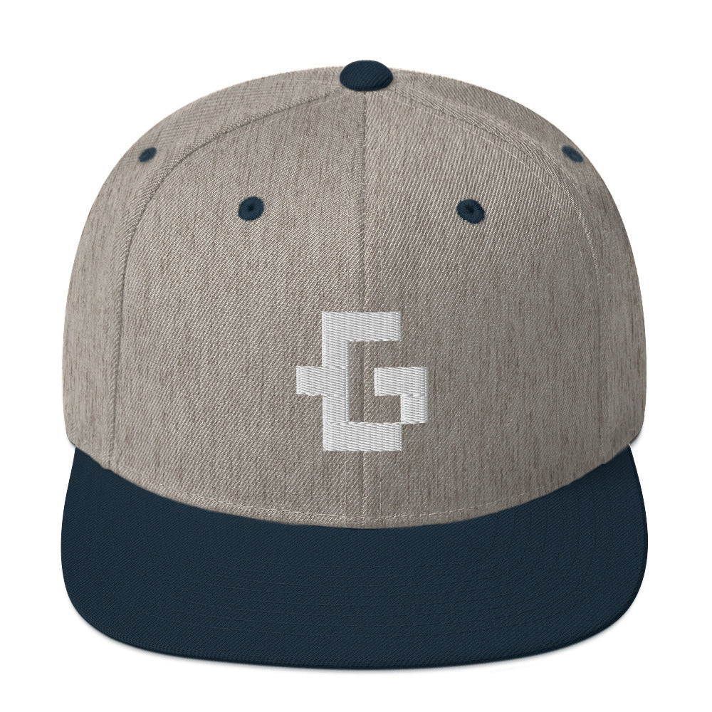 White glyph unisex snapback hat