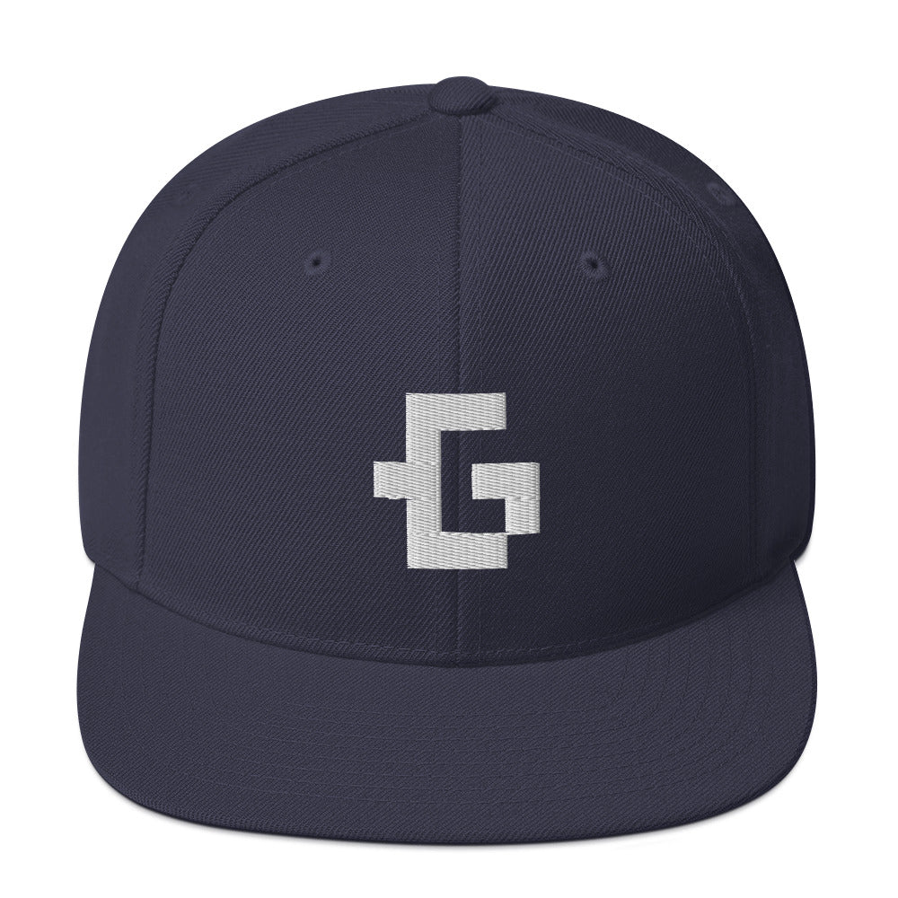 White glyph unisex snapback hat