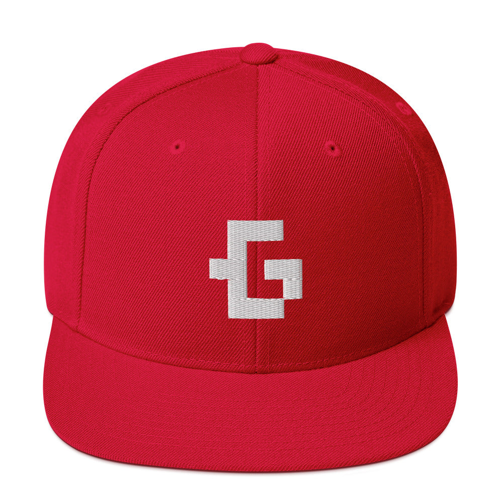 White glyph unisex snapback hat