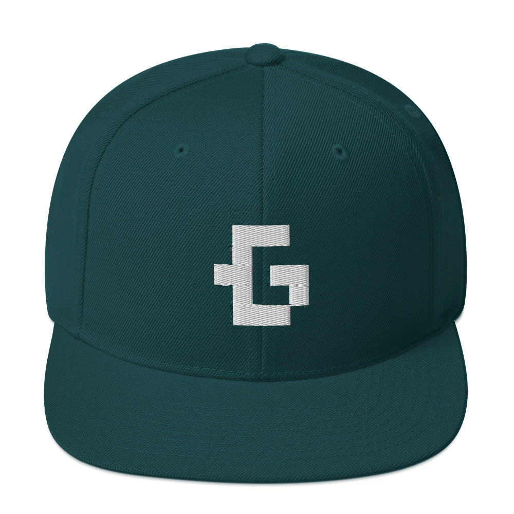 White glyph unisex snapback hat