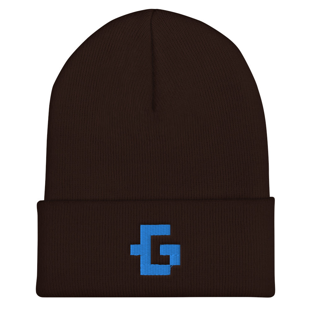 Blue glyph unisex cuffed beanie