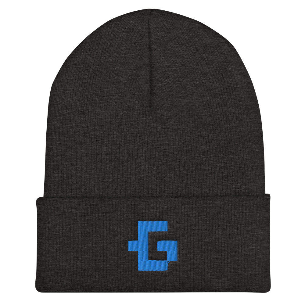 Blue glyph unisex cuffed beanie