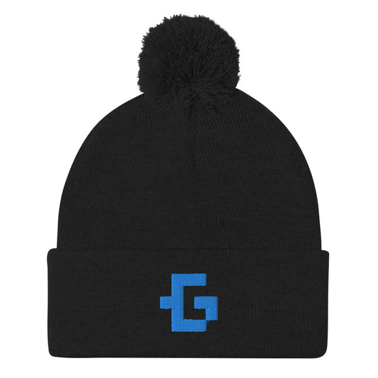 Gamer blue glyph unisex pom-pom beanie