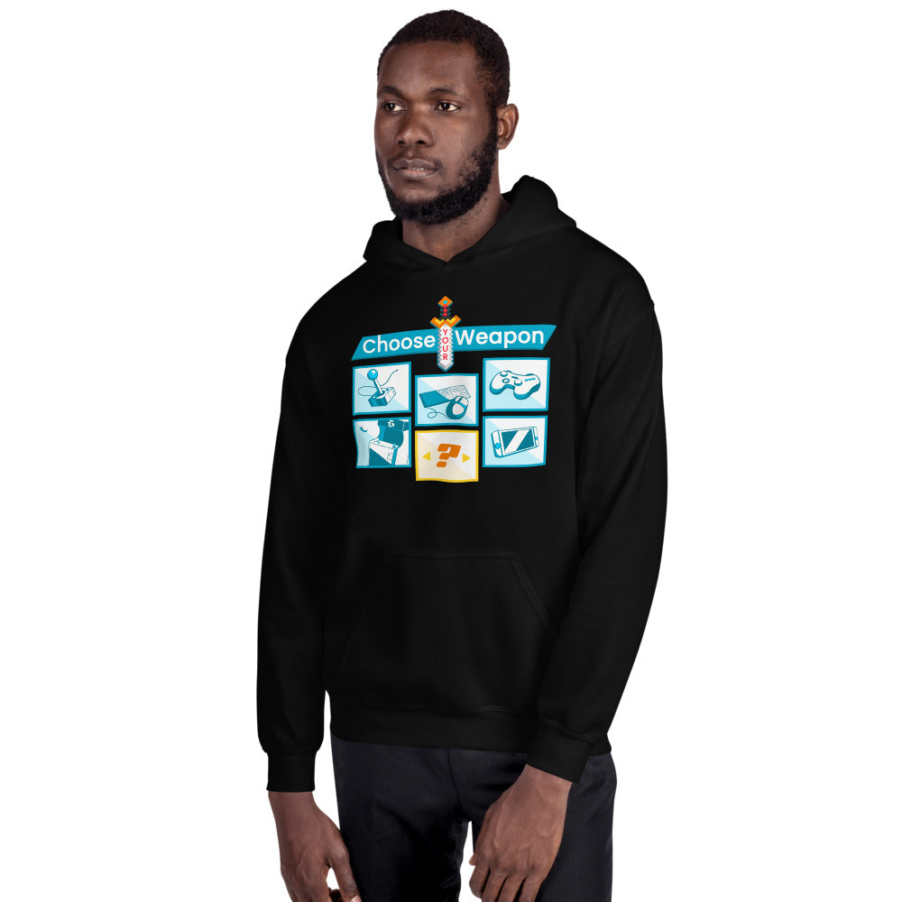 Choose your weapon unisex pullover hoodie