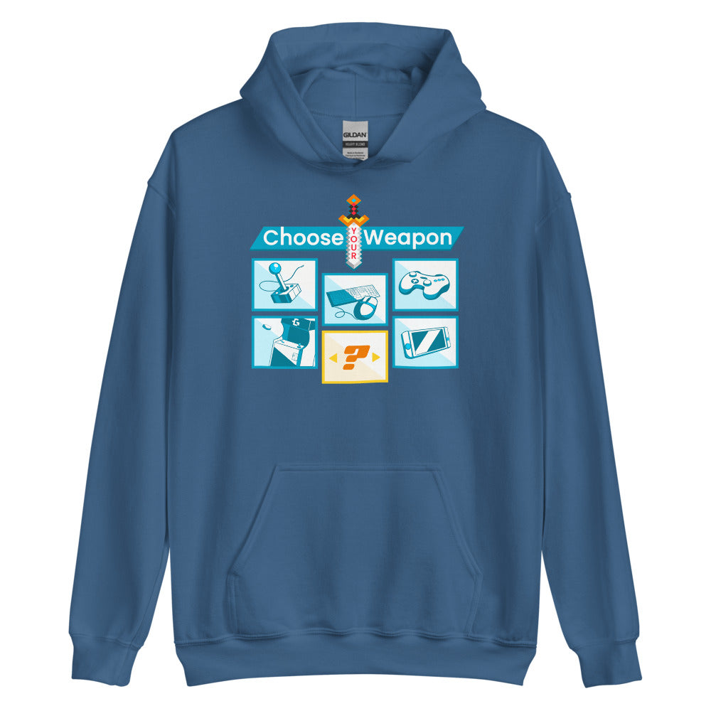 Choose your weapon unisex pullover hoodie