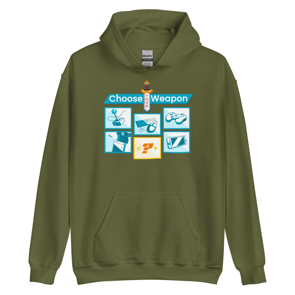 Choose your weapon unisex pullover hoodie