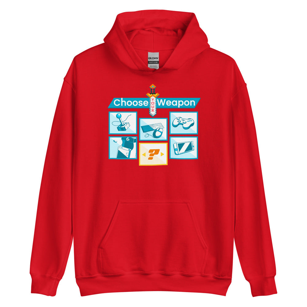 Choose your weapon unisex pullover hoodie