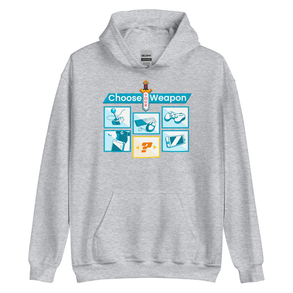 Choose your weapon unisex pullover hoodie