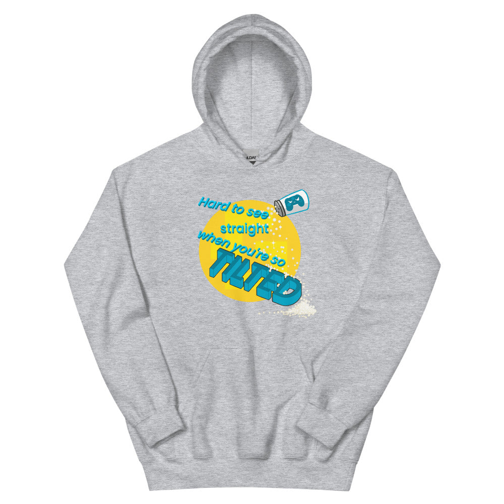 Tilted unisex pullover hoodie