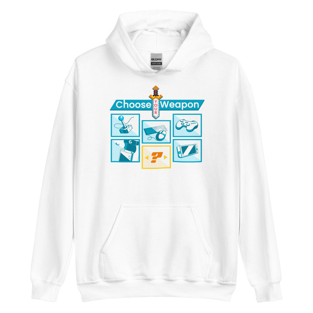 Choose your weapon unisex pullover hoodie