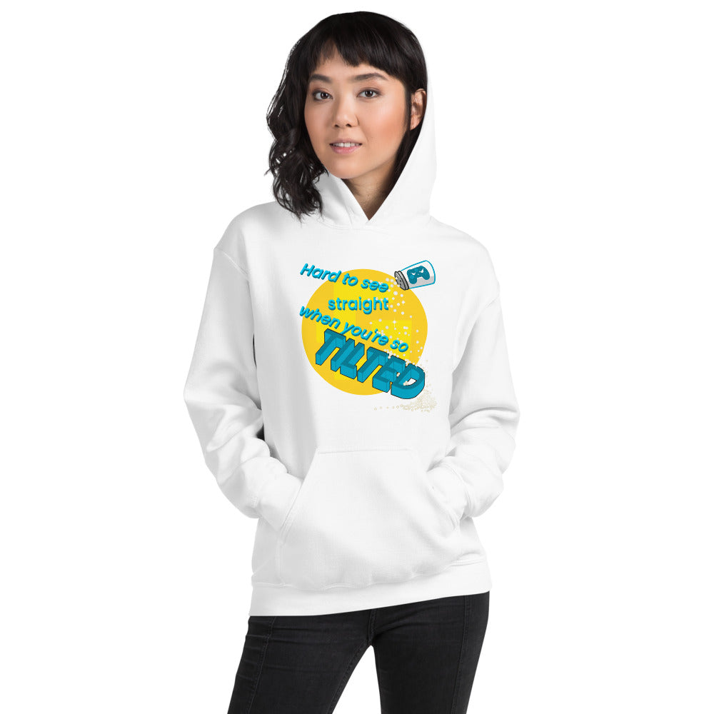 Tilted unisex pullover hoodie