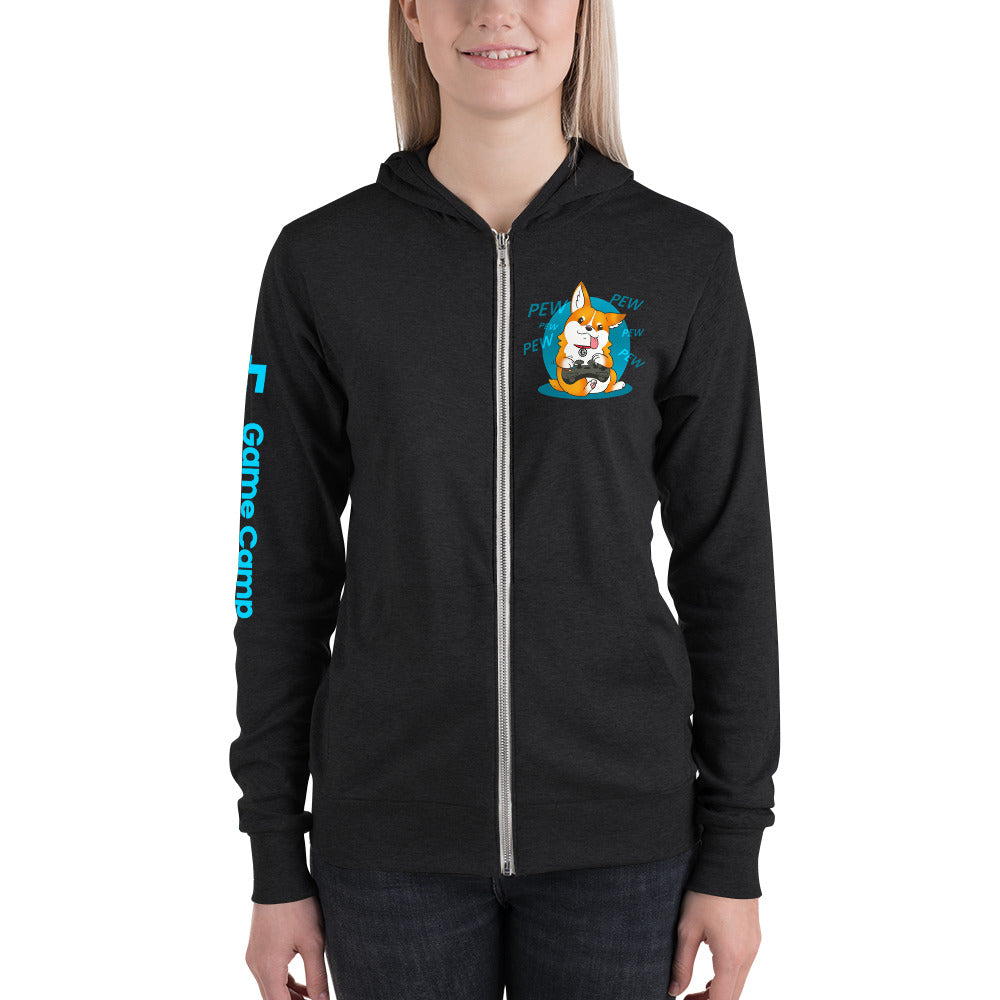 Pew pew pew unisex zip hoodie
