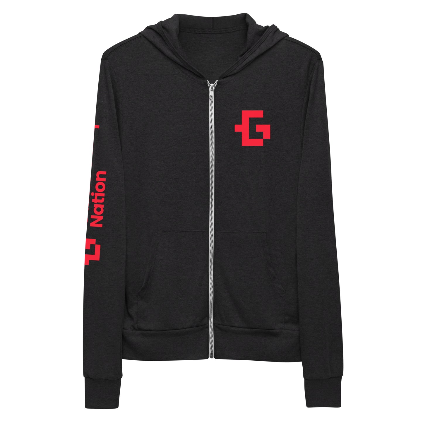 Red logo unisex zip hoodie