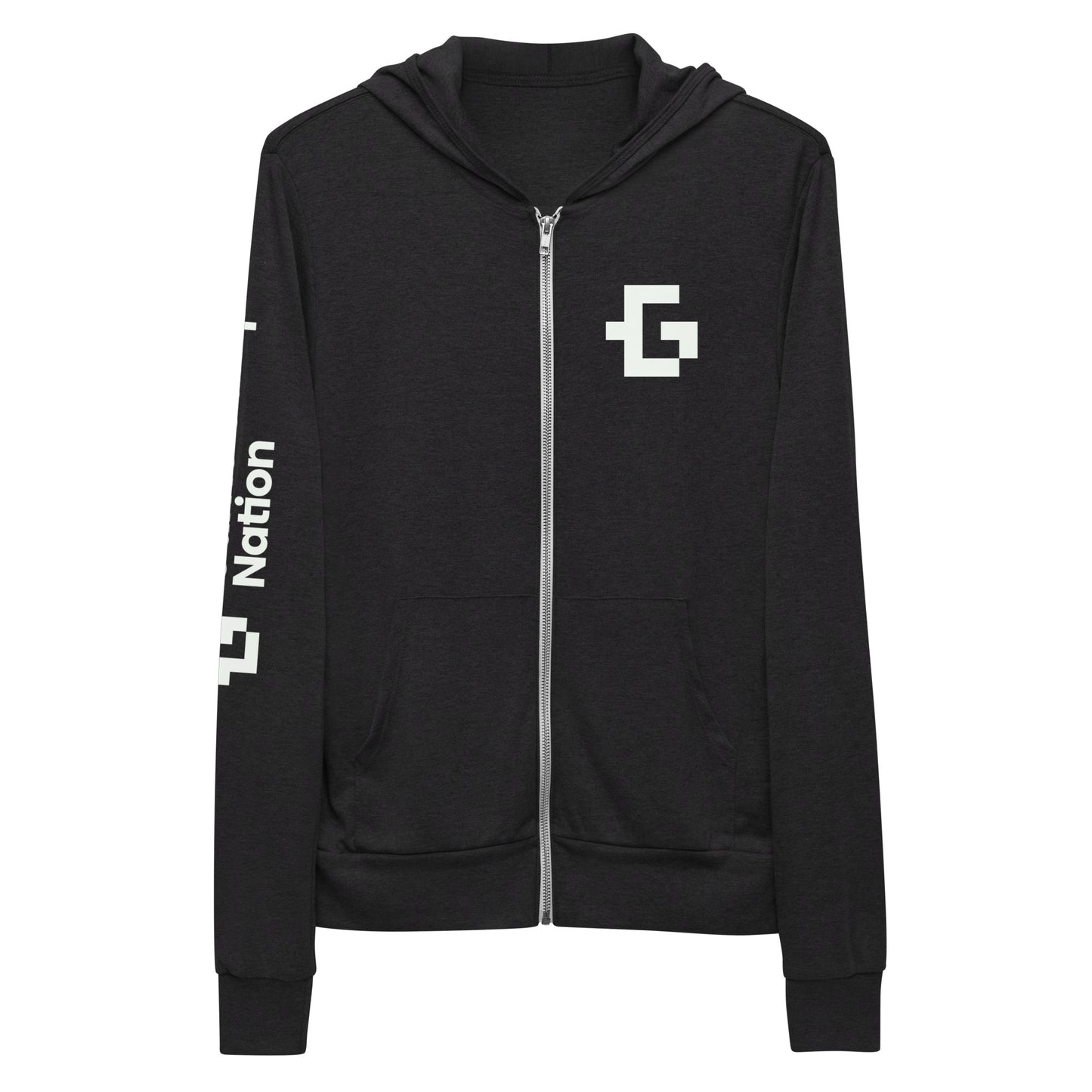 White logo unisex zip hoodie
