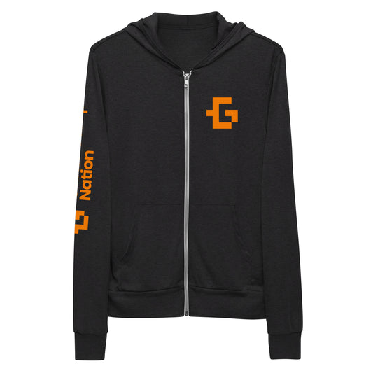 Orange logo unisex zip hoodie