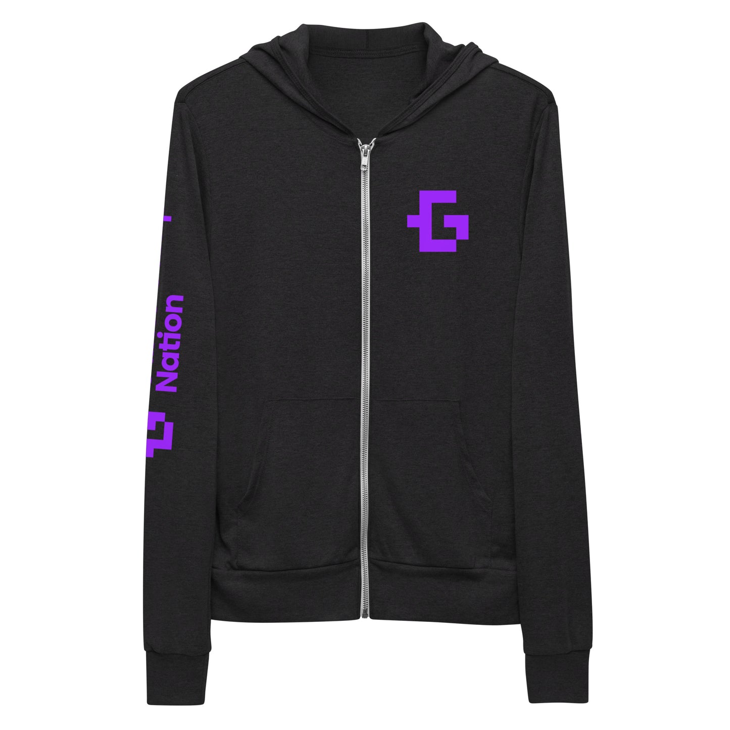 Purple logo unisex zip hoodie