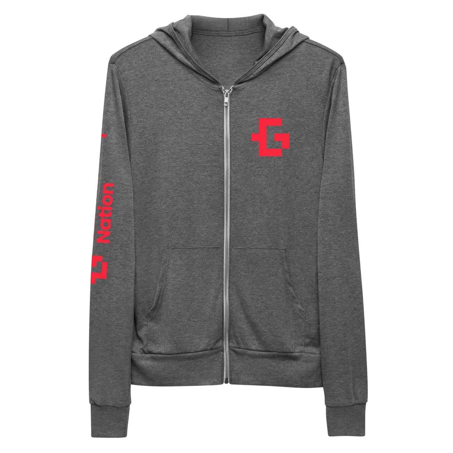 Red logo unisex zip hoodie