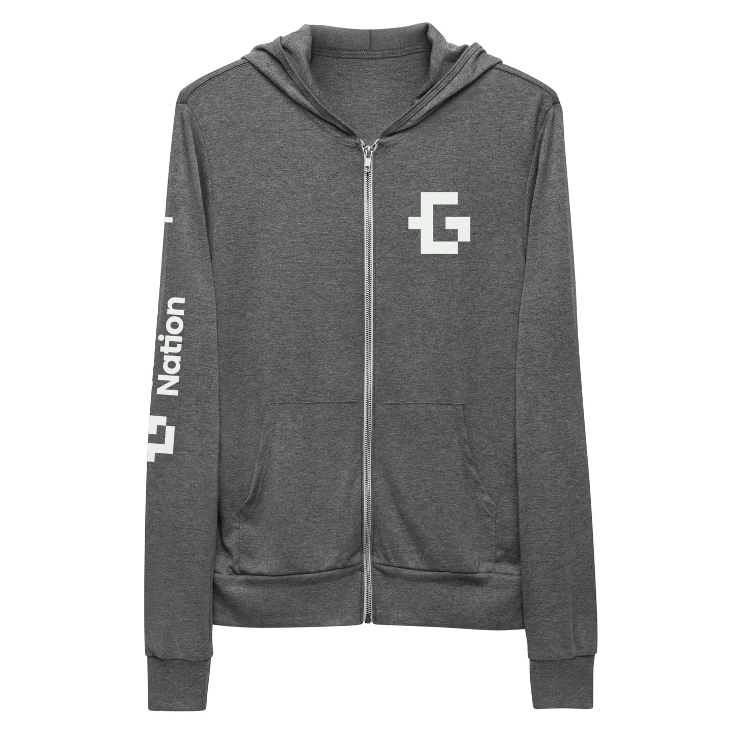 White logo unisex zip hoodie