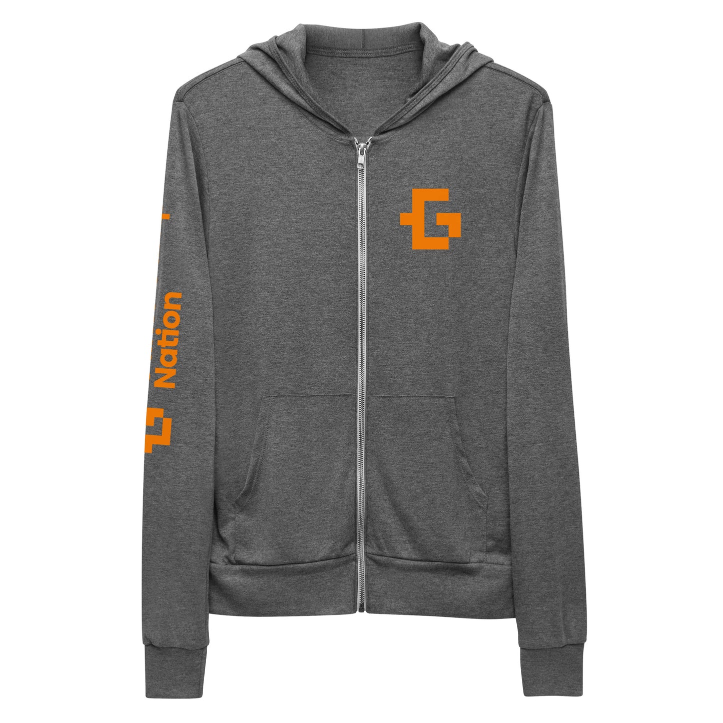 Orange logo unisex zip hoodie
