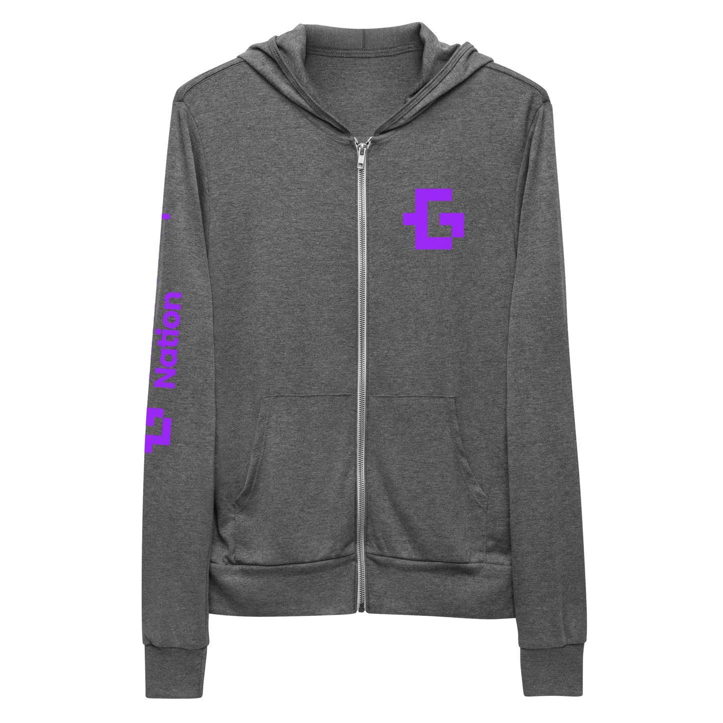Purple logo unisex zip hoodie