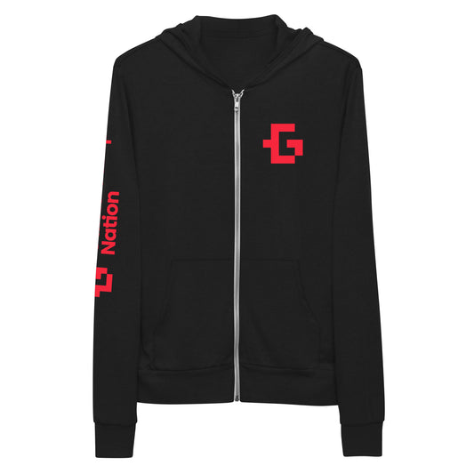 Red logo unisex zip hoodie