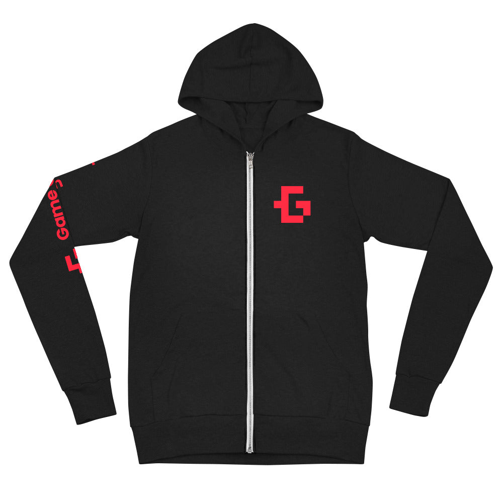 Red logo unisex zip hoodie