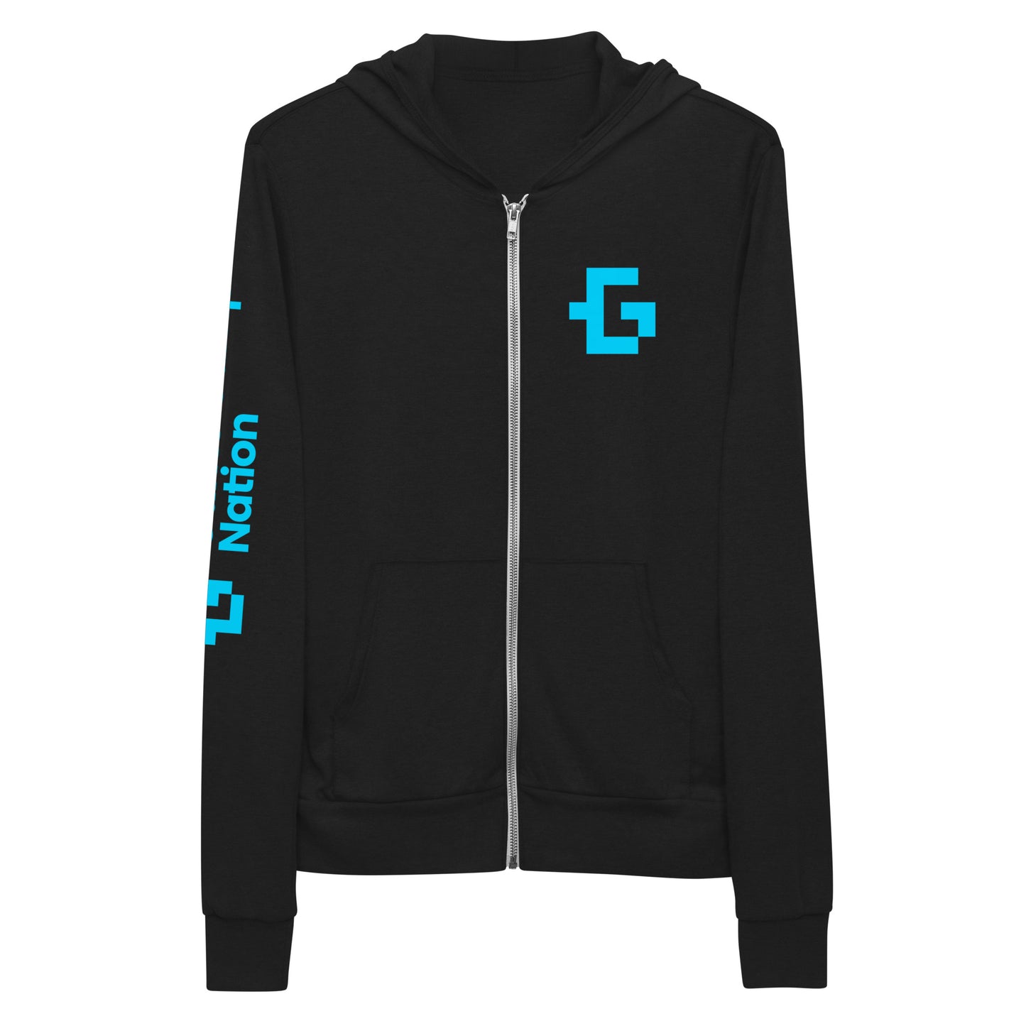Blue logo unisex zip hoodie