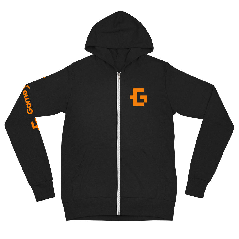 Orange logo unisex zip hoodie