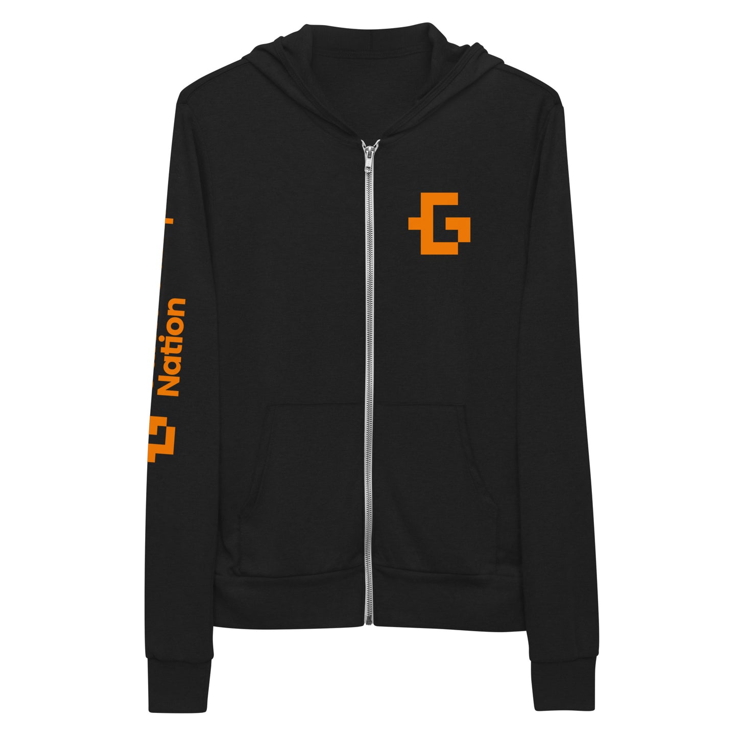 Orange logo unisex zip hoodie