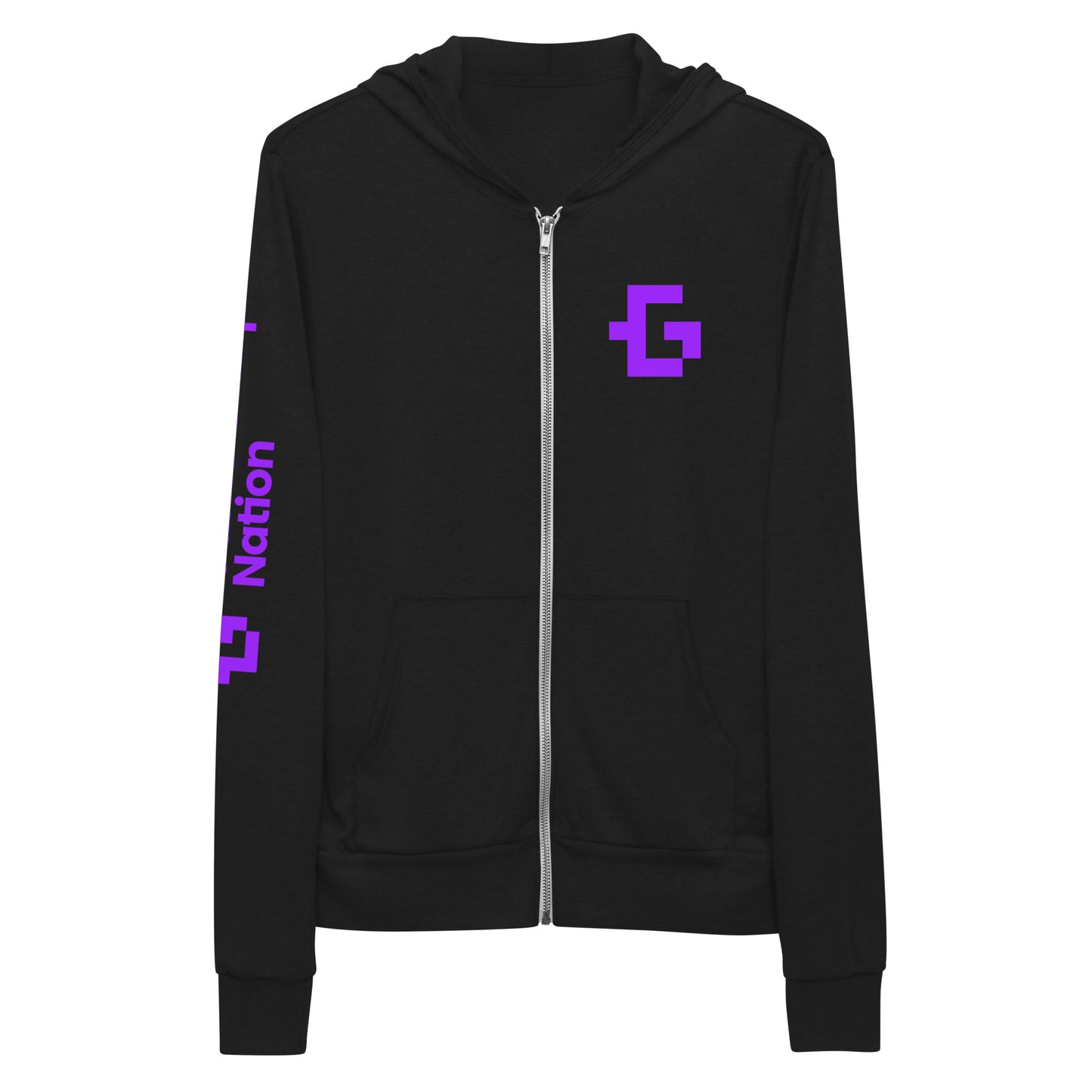 Purple logo unisex zip hoodie