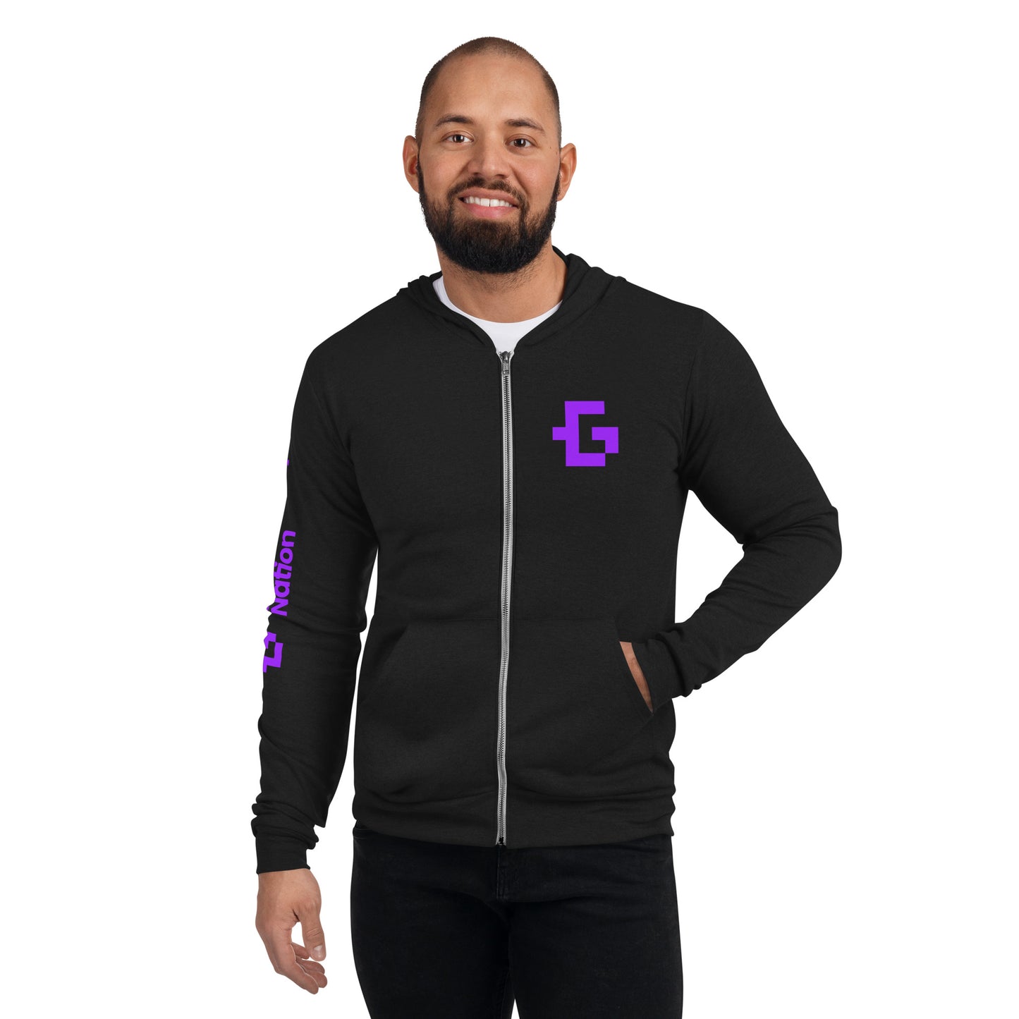 Purple logo unisex zip hoodie