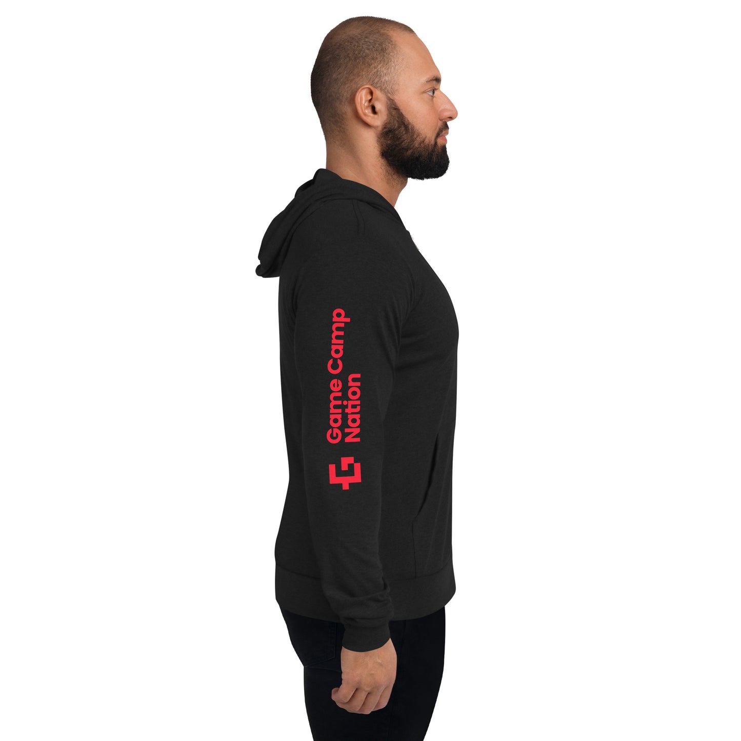Red logo unisex zip hoodie