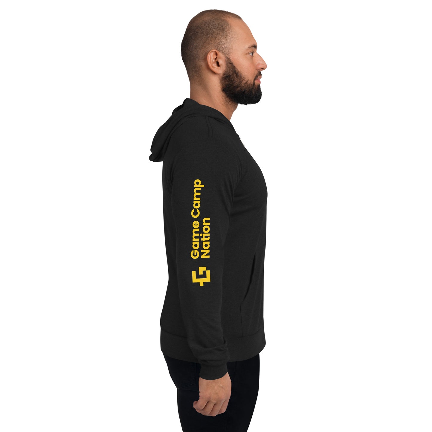 Yellow logo unisex zip hoodie