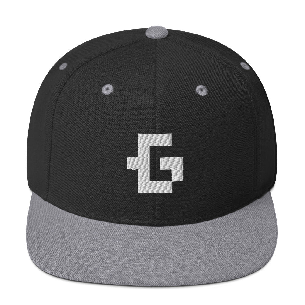 White glyph unisex snapback hat