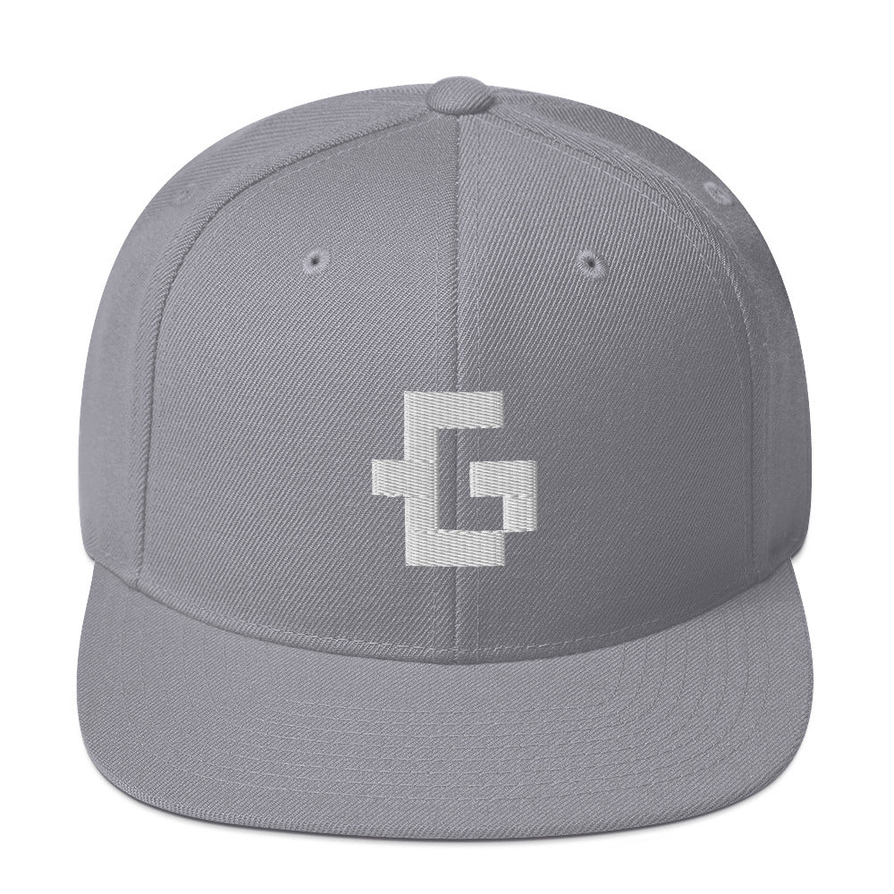 White glyph unisex snapback hat