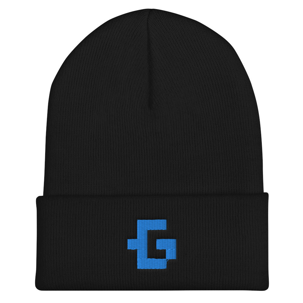 Blue glyph unisex cuffed beanie