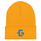 Blue glyph unisex cuffed beanie