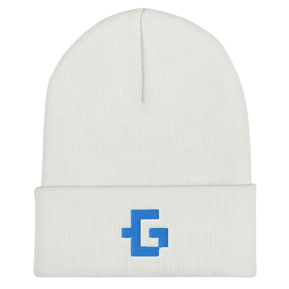 Blue glyph unisex cuffed beanie