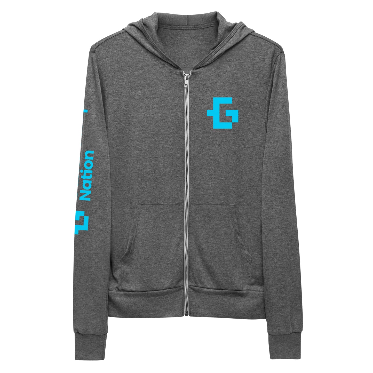 Blue logo unisex zip hoodie